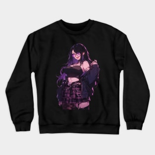 Gothic Japanese Anime Girl Violet Crewneck Sweatshirt